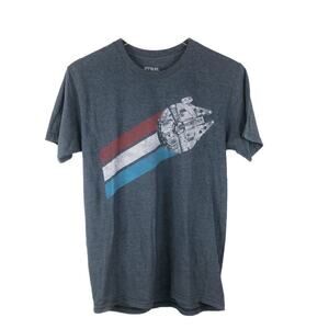 Star Wars Millenium Falcon Red White & Blue Fly By T-Shirt Mens S